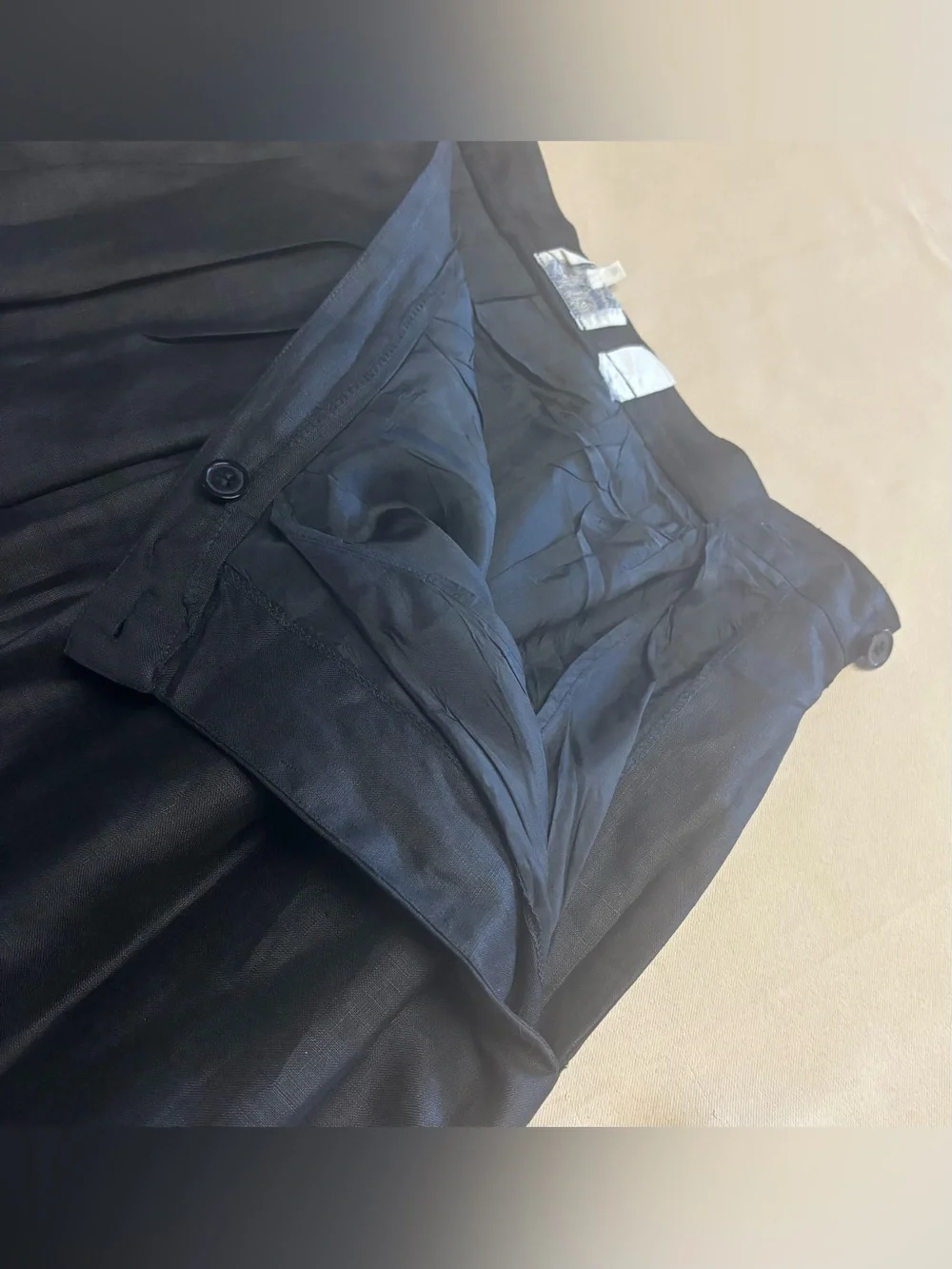 Women 100% Linen Midi A Line Skirt - Sarah Rowland - Black Cottagecore Sz‎ 12P
